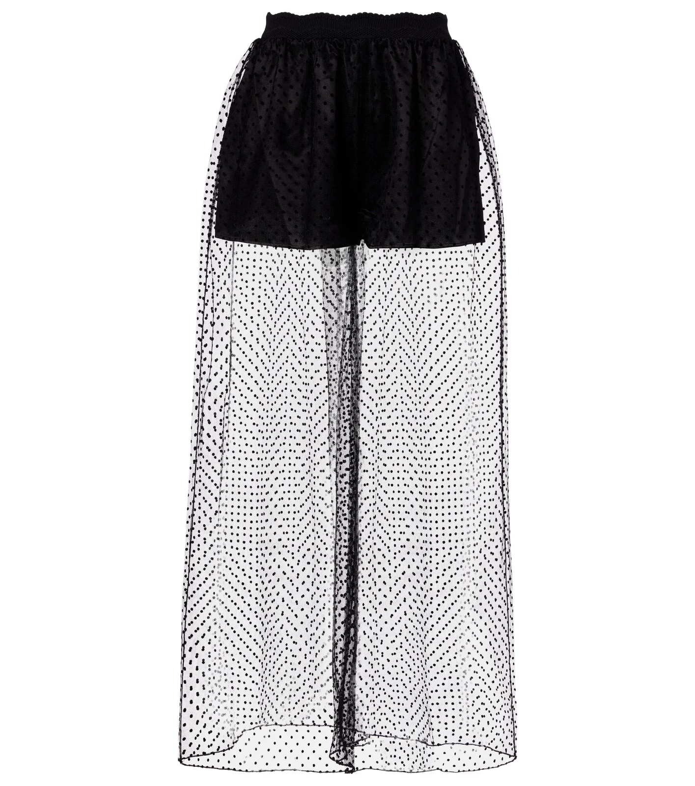 Polka-dot mesh wide-leg pants