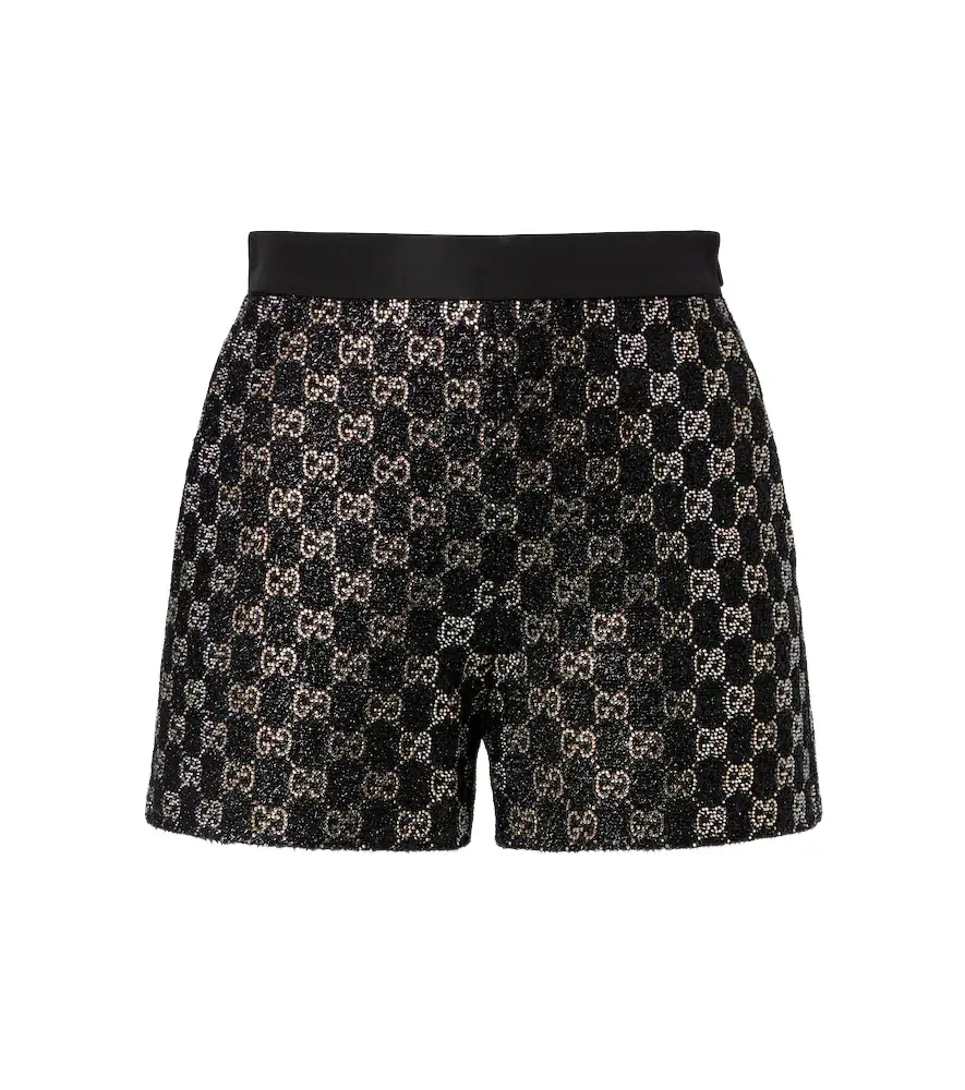 Gucci GG embellished high-rise shorts | Image 1 Gucci GG embellished high-rise shorts | Image 1