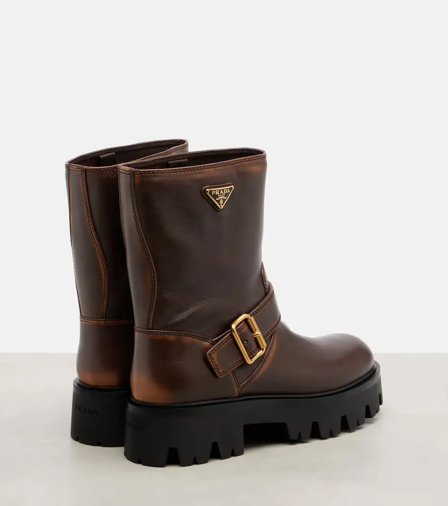 Prada Logo leather biker boots | Thumbnail 2 Prada Logo leather biker boots | Thumbnail 2