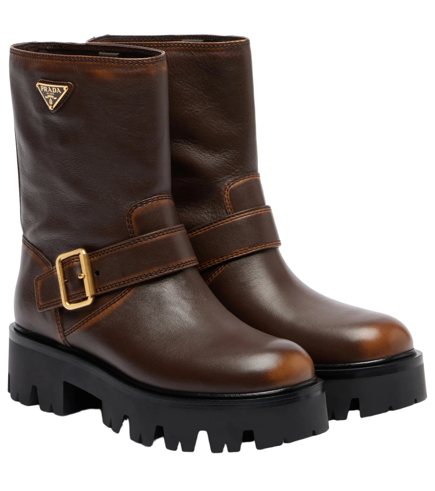 Logo leather biker boots Logo leather biker boots