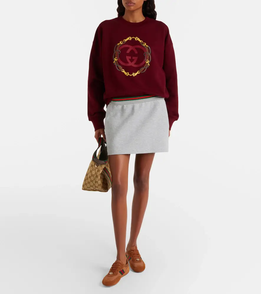 Gucci Logo embroidered cotton sweatshirt | Thumbnail 4 Gucci Logo embroidered cotton sweatshirt | Thumbnail 4