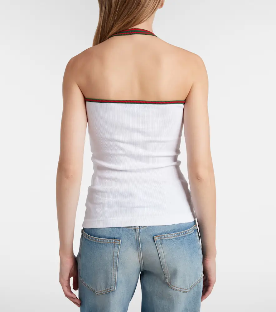 Gucci Web Stripe cotton-blend jersey top | Thumbnail 2 Gucci Web Stripe cotton-blend jersey top | Thumbnail 2