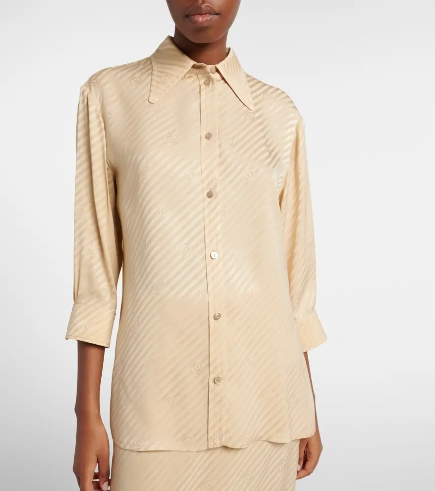 Gucci Interlocking G striped silk shirt | Thumbnail 2 Gucci Interlocking G striped silk shirt | Thumbnail 2