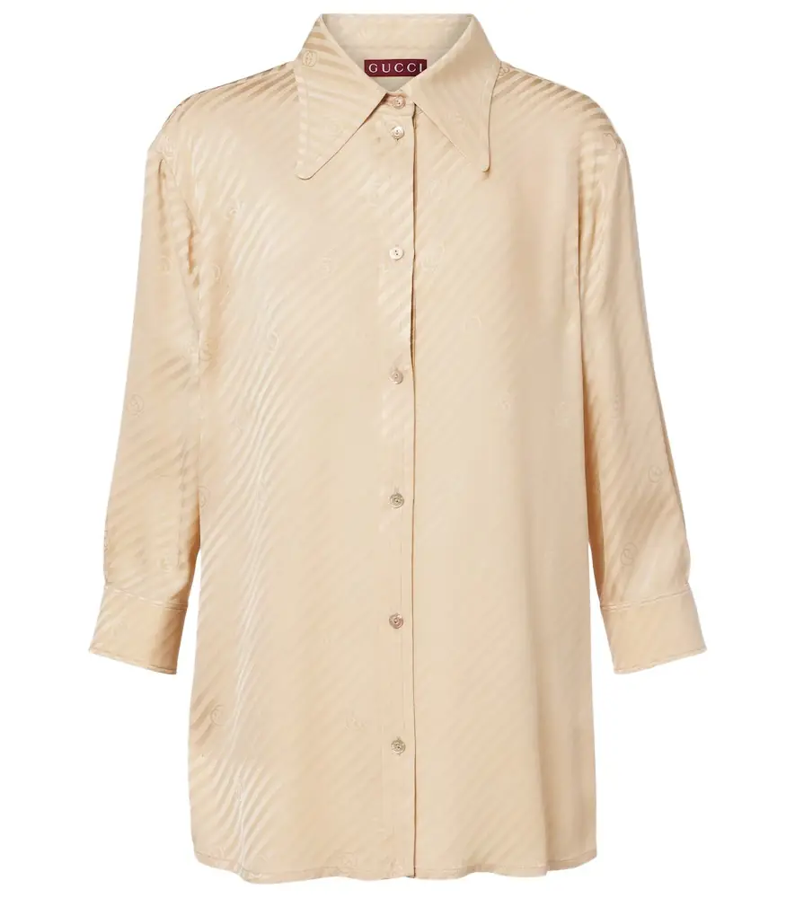 Interlocking G striped silk shirt Interlocking G striped silk shirt