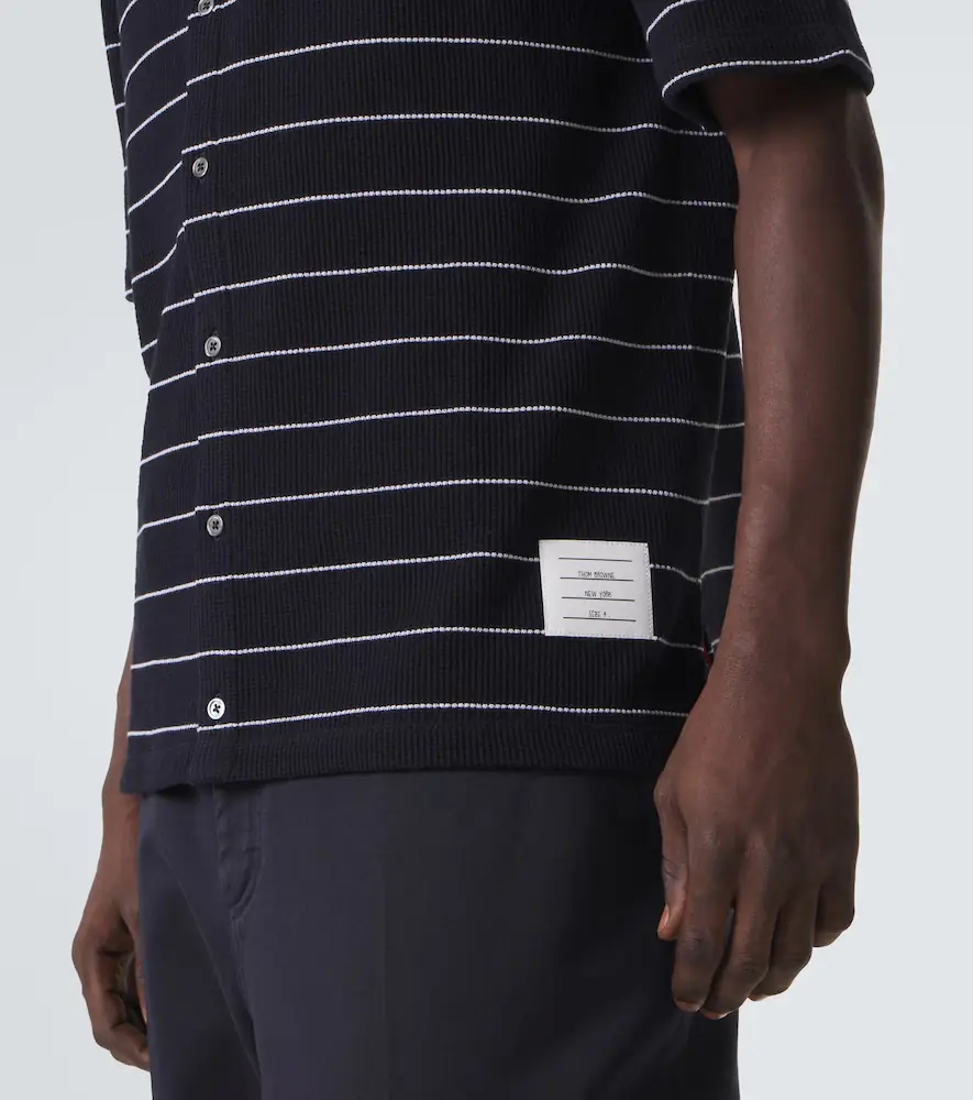 Thom Browne Striped cotton and linen polo shirt | Thumbnail 2