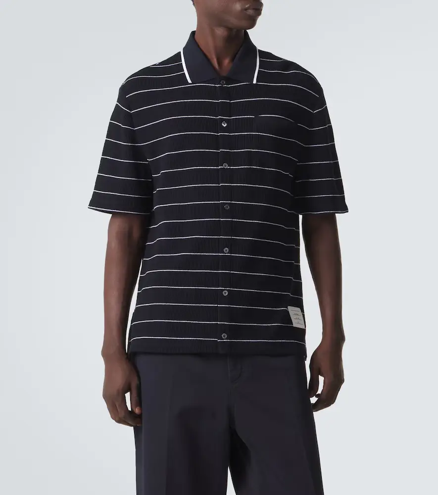 Thom Browne Striped cotton and linen polo shirt | Thumbnail 4
