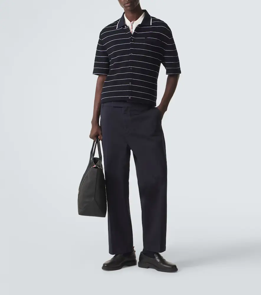 Thom Browne Striped cotton and linen polo shirt | Thumbnail 6