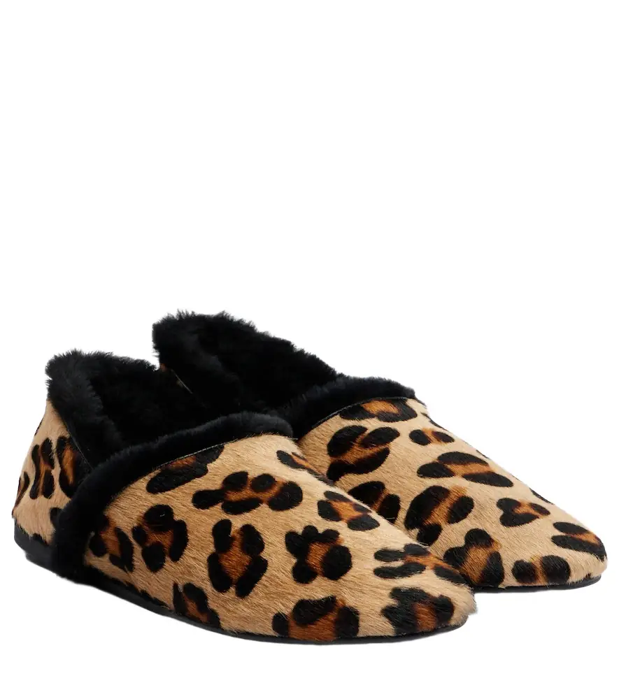 Yves Salomon Shearling-lined calf hair slip-on shoes