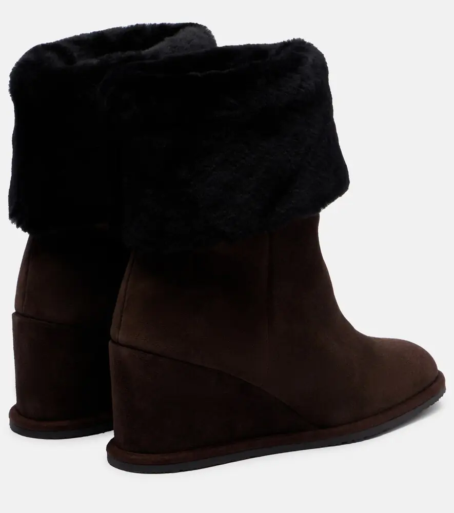 Yves Salomon Shearling-lined suede wedge ankle boots | Thumbnail 2 Yves Salomon Shearling-lined suede wedge ankle boots | Thumbnail 2