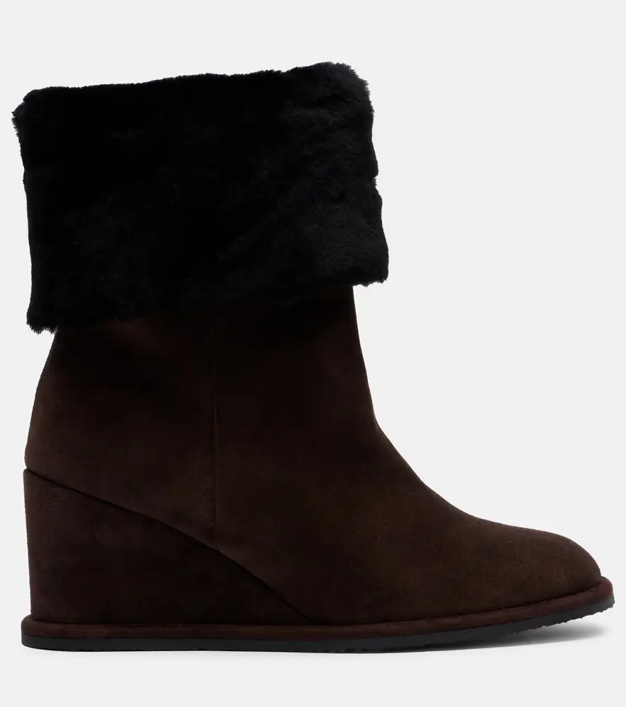 Yves Salomon Shearling-lined suede wedge ankle boots | Thumbnail 3 Yves Salomon Shearling-lined suede wedge ankle boots | Thumbnail 3