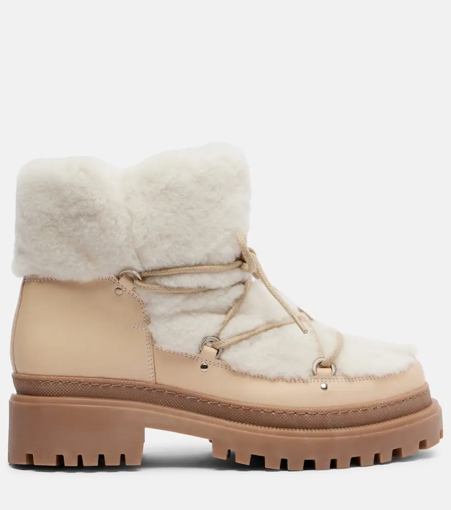 Yves Salomon Shearling and leather ankle boots | Thumbnail 4 Yves Salomon Shearling and leather ankle boots | Thumbnail 4