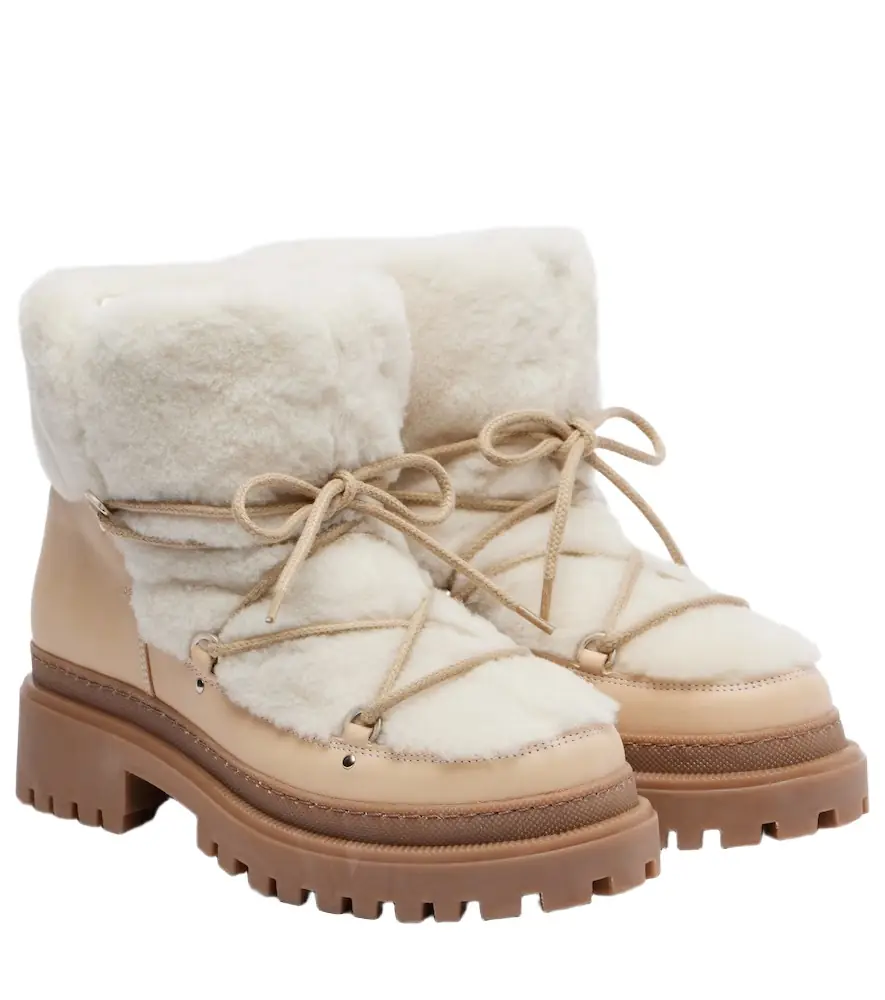 Shearling and leather ankle boots Shearling and leather ankle boots