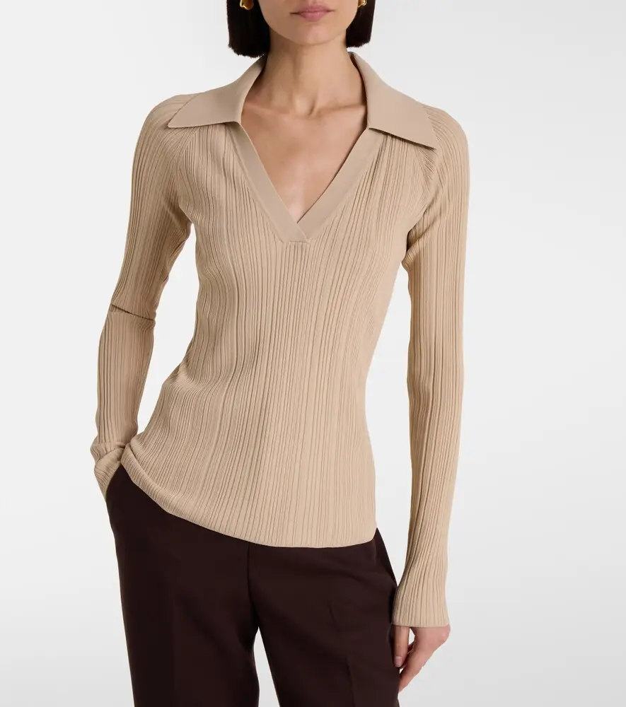 Joseph Chelia ribbed-knit polo sweater | Thumbnail 5