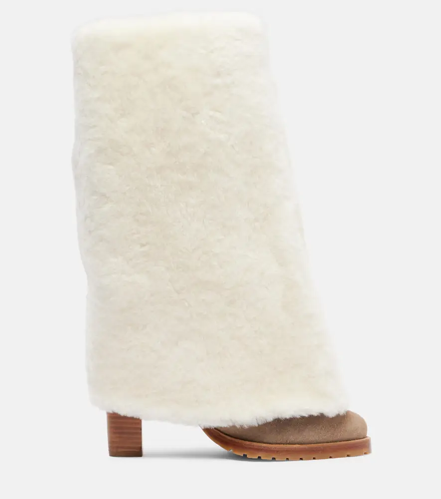 Yves Salomon Shearling and suede knee-high boots | Thumbnail 2