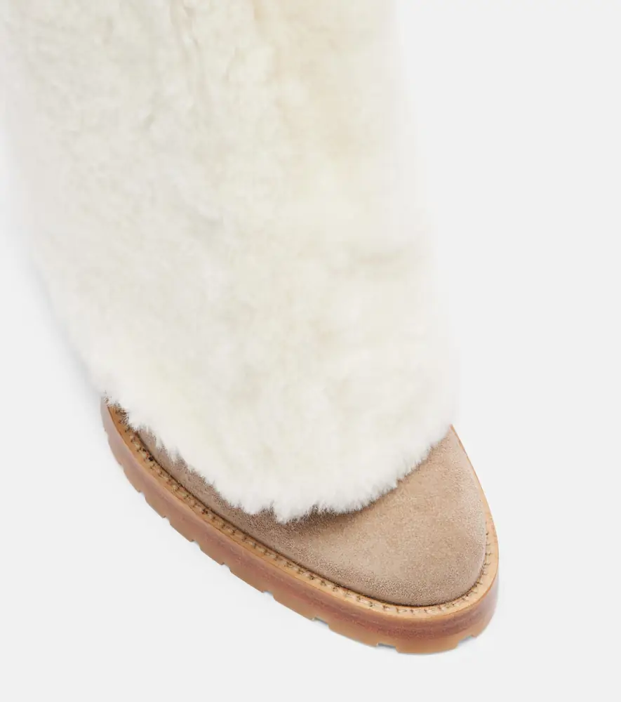 Yves Salomon Shearling and suede knee-high boots | Thumbnail 4