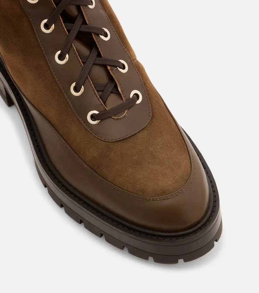 Aquazzura Very Cortina shearling-trimmed suede lace-up boots | Thumbnail 2