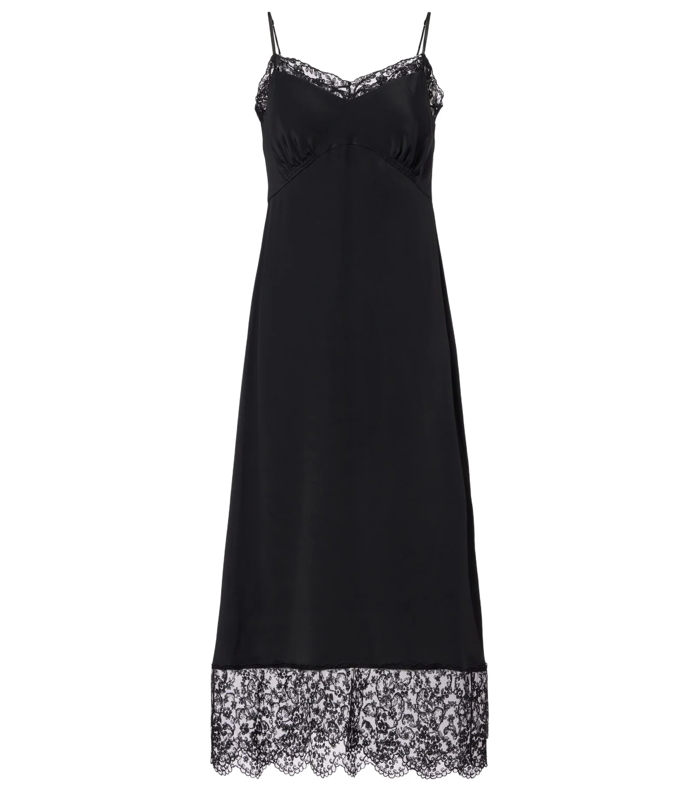 Lace-trimmed satin slip dress Lace-trimmed satin slip dress