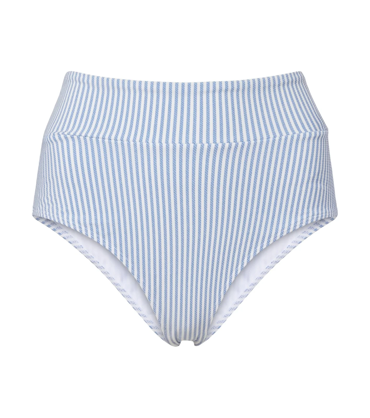 Striped high-rise bikini bottoms