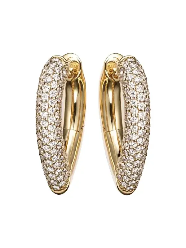 Drop Link Medium 18kt gold earrings with diamonds