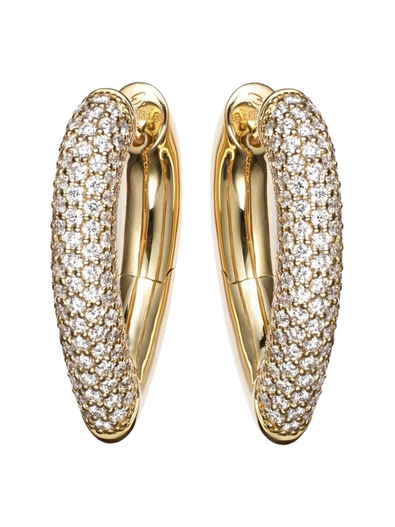 Drop Link Medium 18kt gold earrings with diamonds