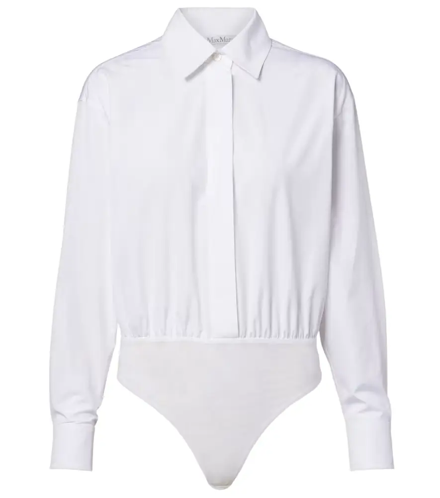 Max Mara Aere cotton poplin and tulle bodysuit | Image 1 Max Mara Aere cotton poplin and tulle bodysuit | Image 1
