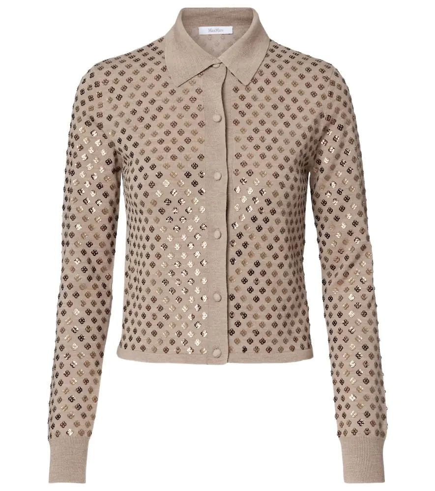 Max Mara Ragno sequined virgin wool cardigan | Image 1 Max Mara Ragno sequined virgin wool cardigan | Image 1