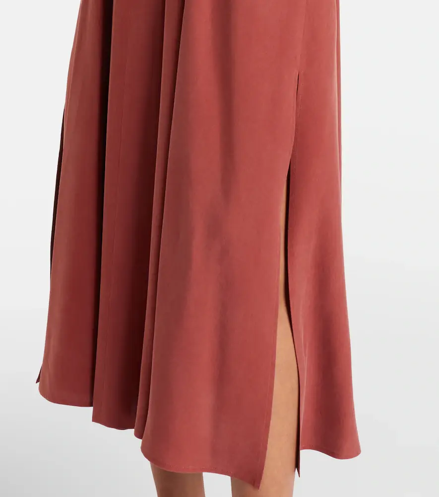Max Mara Full gathered silk canvas midi dress | Thumbnail 4 Max Mara Full gathered silk canvas midi dress | Thumbnail 4