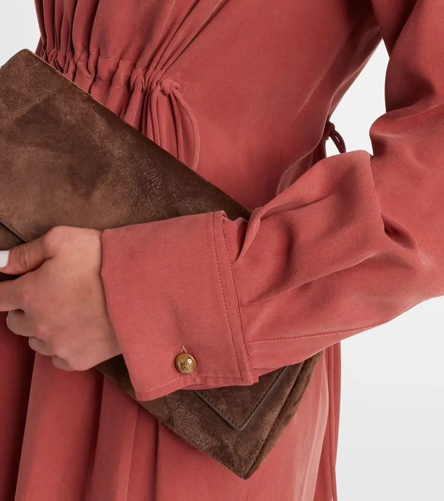 Max Mara Full gathered silk canvas midi dress | Thumbnail 6 Max Mara Full gathered silk canvas midi dress | Thumbnail 6