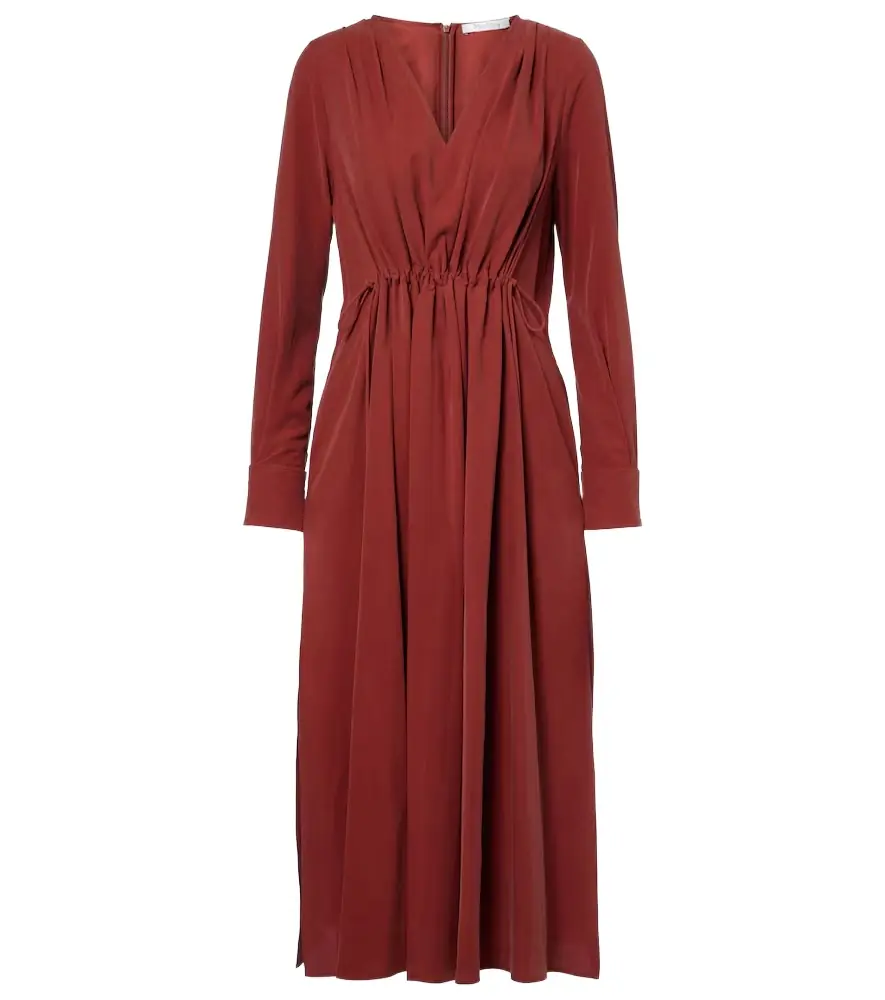 Full gathered silk canvas midi dress Full gathered silk canvas midi dress