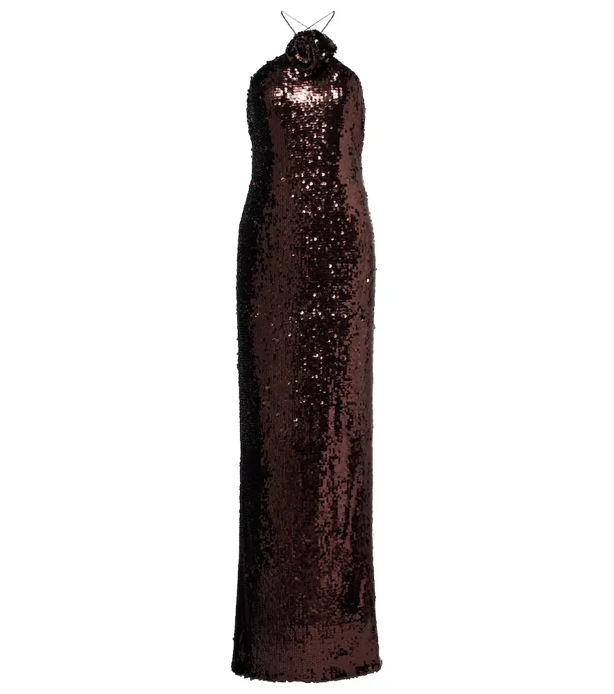 Magda Butrym Floral-appliqué sequined gown