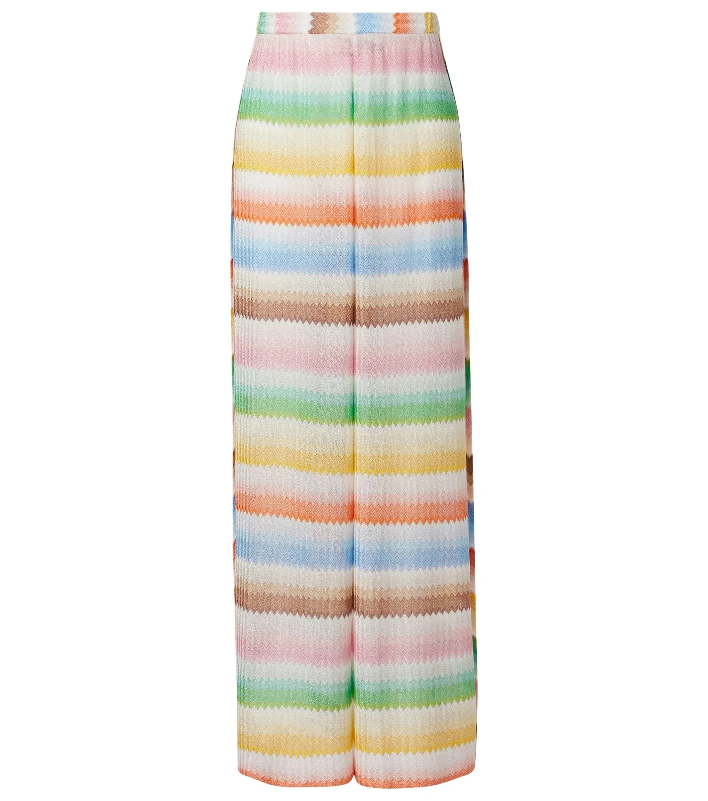 Zigzag knitted wide-leg pants