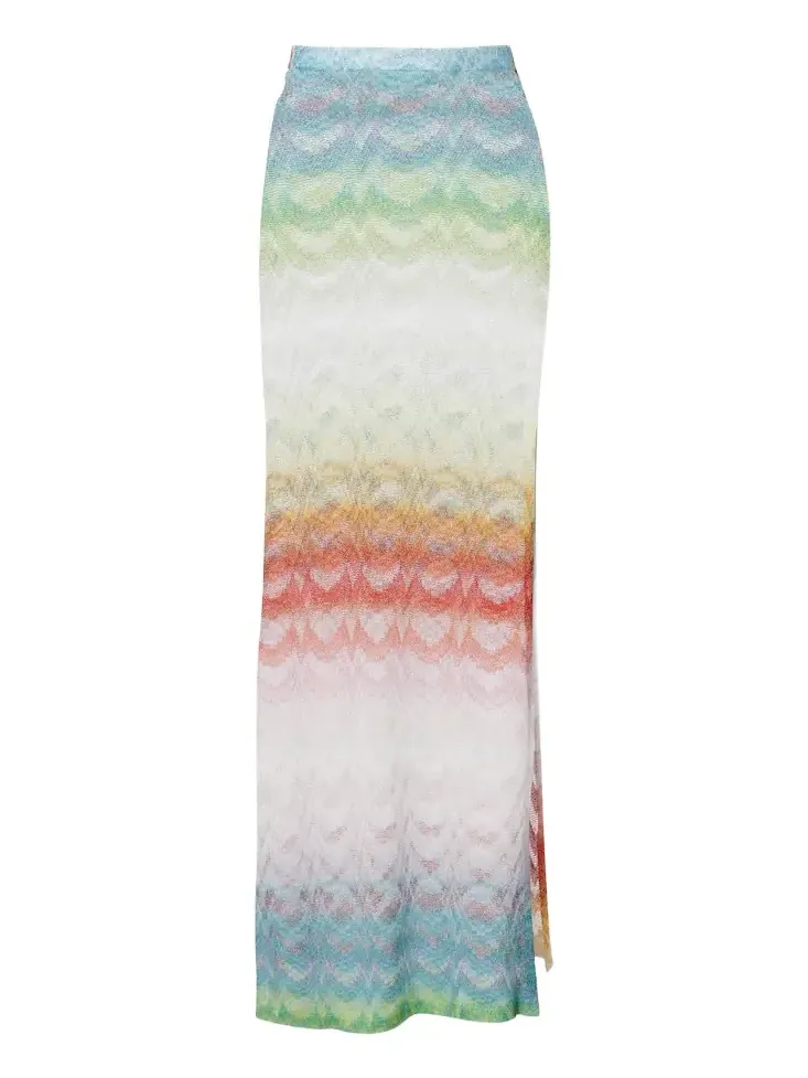 Wave lamé maxi skirt