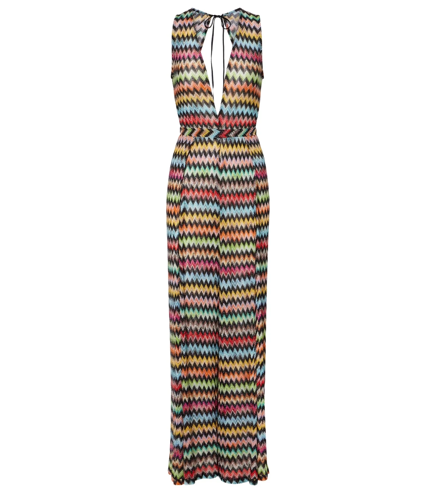 Zigzag open-back lamé jumpsuit