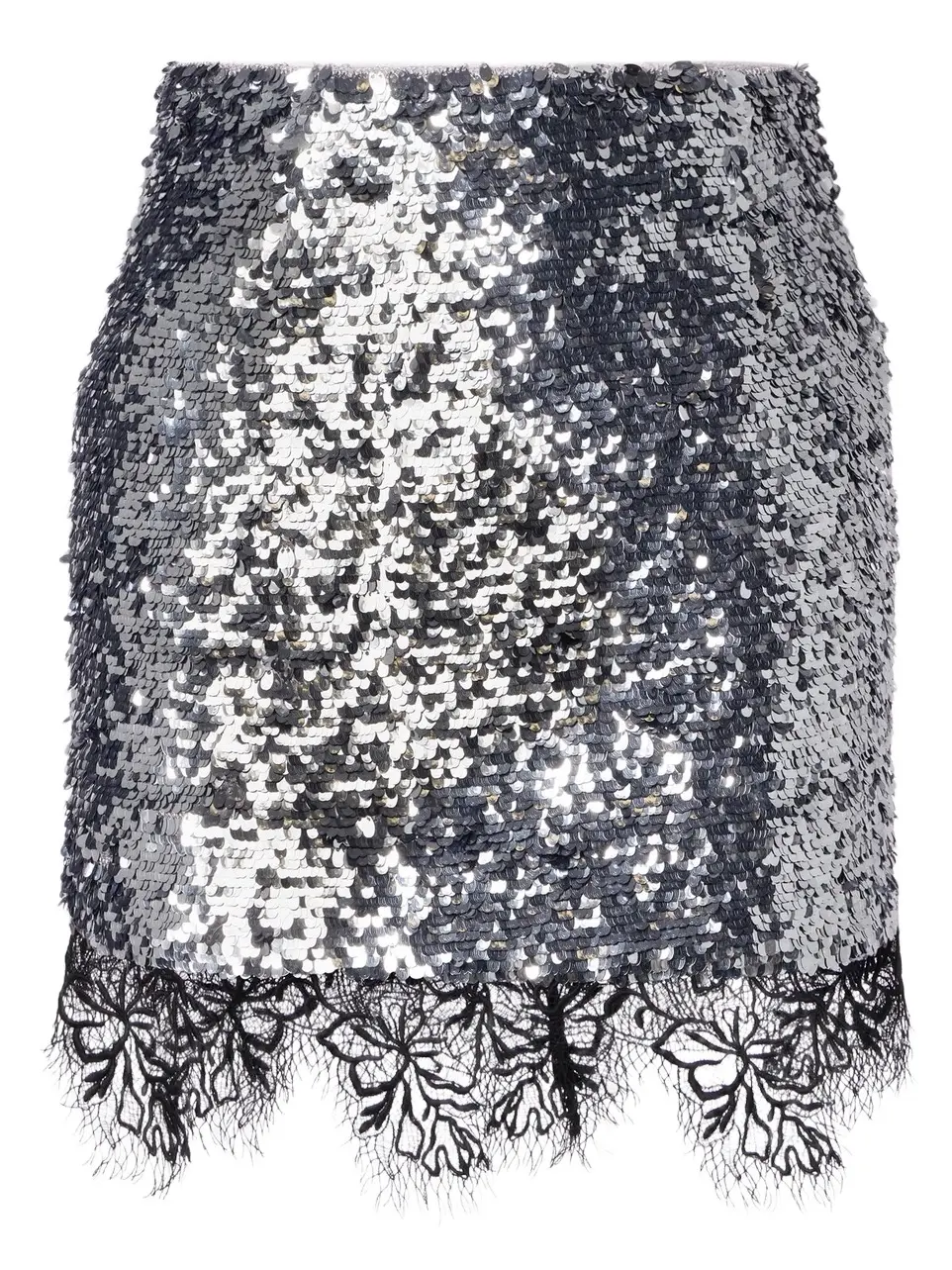 Lace-trimmed sequined miniskirt Lace-trimmed sequined miniskirt