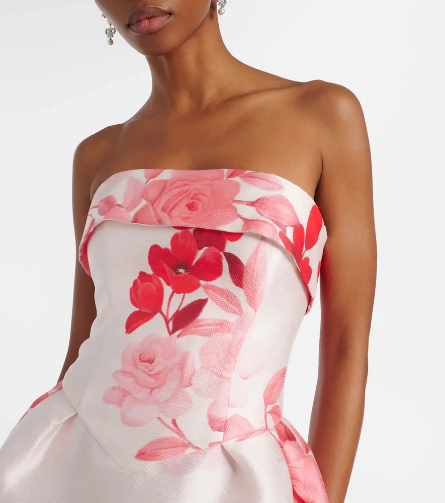 Monique Lhuillier Floral bustier dress | Thumbnail 3