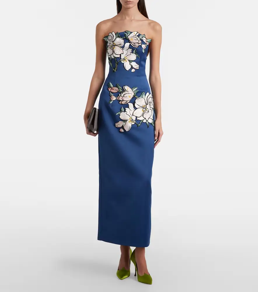 Leo Lin Ava floral-appliqué strapless midi dress | Thumbnail 3 Leo Lin Ava floral-appliqué strapless midi dress | Thumbnail 3
