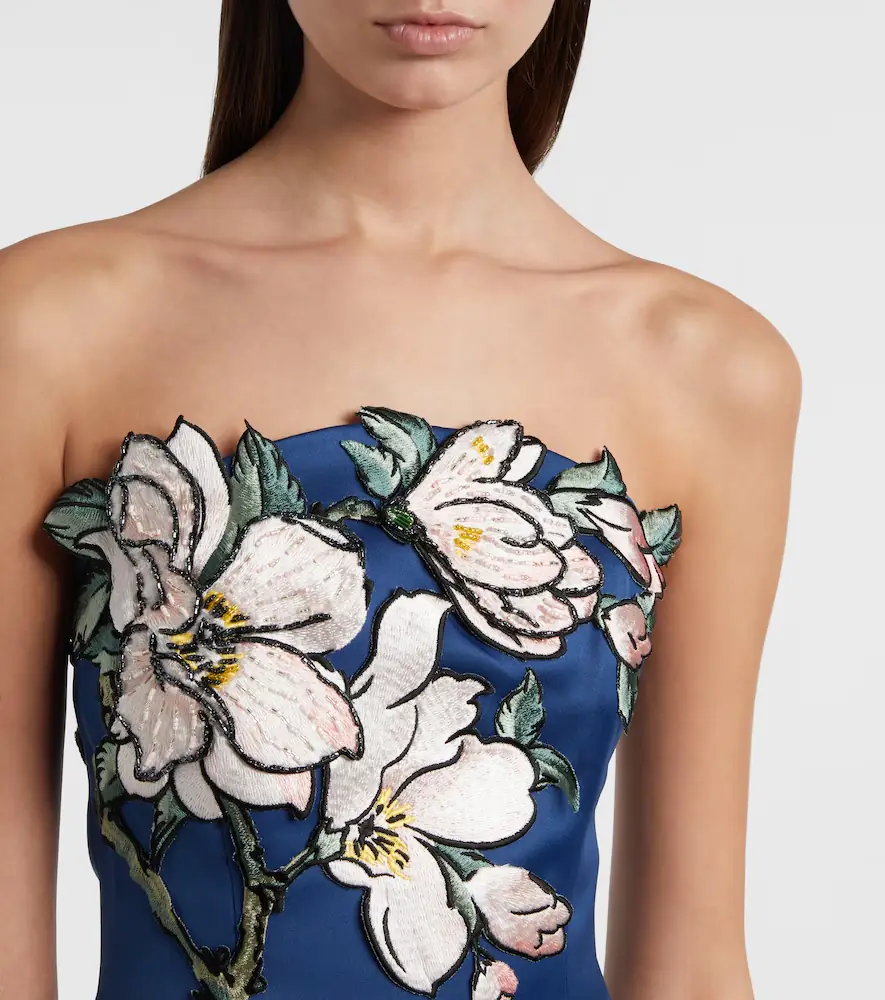 Leo Lin Ava floral-appliqué strapless midi dress | Thumbnail 4 Leo Lin Ava floral-appliqué strapless midi dress | Thumbnail 4