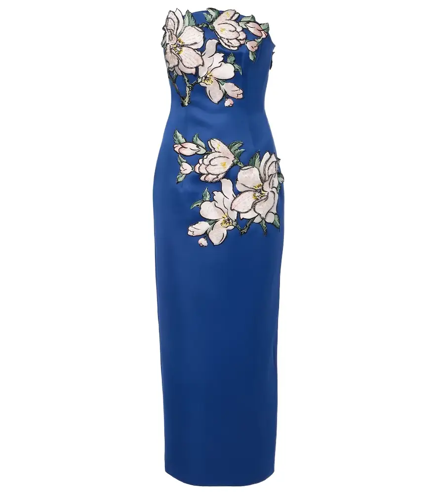 Leo Lin Ava floral-appliqué strapless midi dress | Image 1 Leo Lin Ava floral-appliqué strapless midi dress | Image 1