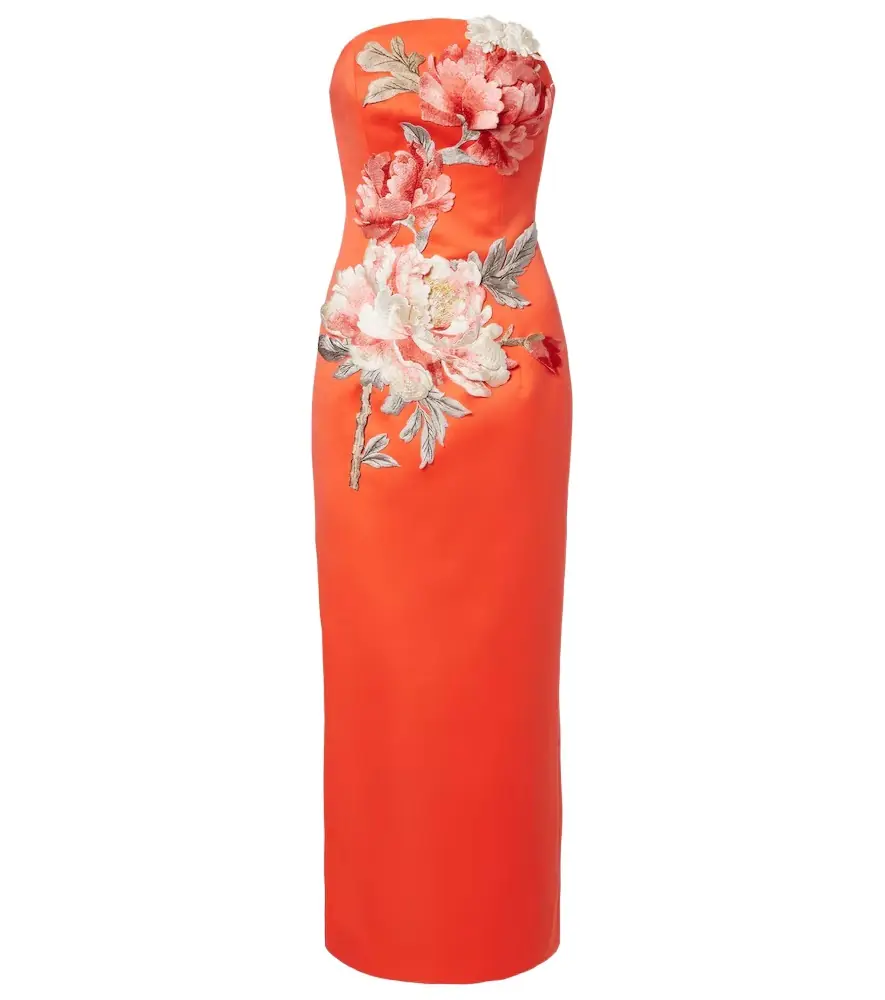 Leo Lin Ava floral-appliqué satin corset gown | Image 1 Leo Lin Ava floral-appliqué satin corset gown | Image 1