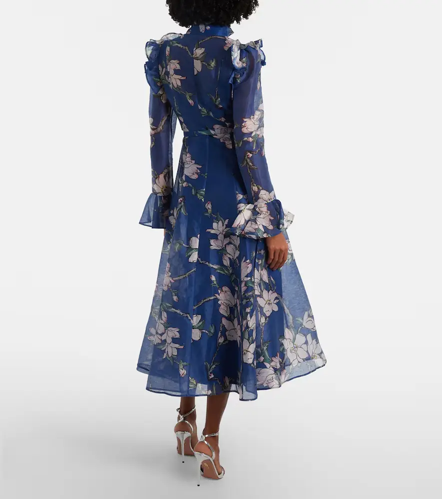 Leo Lin Katrina floral linen-blend midi dress | Thumbnail 3 Leo Lin Katrina floral linen-blend midi dress | Thumbnail 3