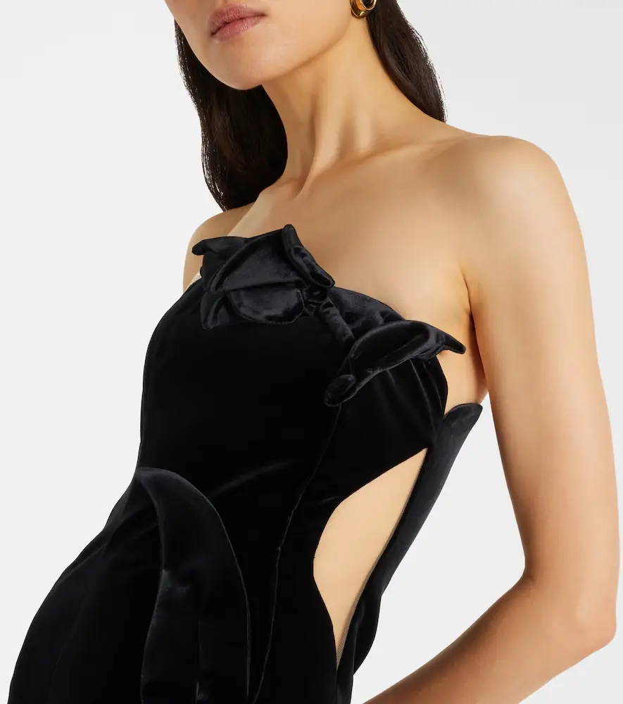Leo Lin Marilyn cutout floral-appliqué velvet gown | Thumbnail 2 Leo Lin Marilyn cutout floral-appliqué velvet gown | Thumbnail 2
