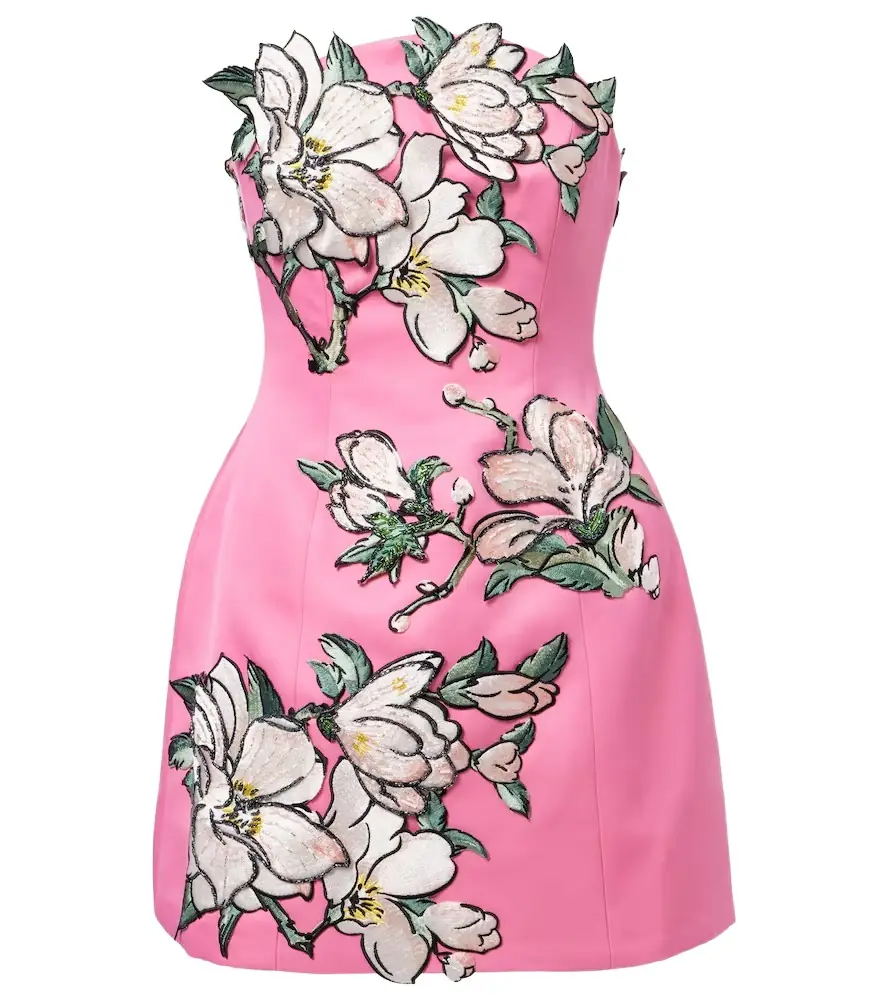 Leo Lin Floral-appliqué embroidered minidress | Image 1 Leo Lin Floral-appliqué embroidered minidress | Image 1