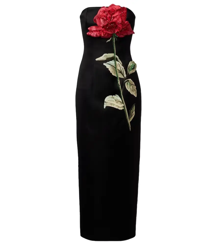 Leo Lin Rayna floral-appliqué midi dress | Image 1 Leo Lin Rayna floral-appliqué midi dress | Image 1