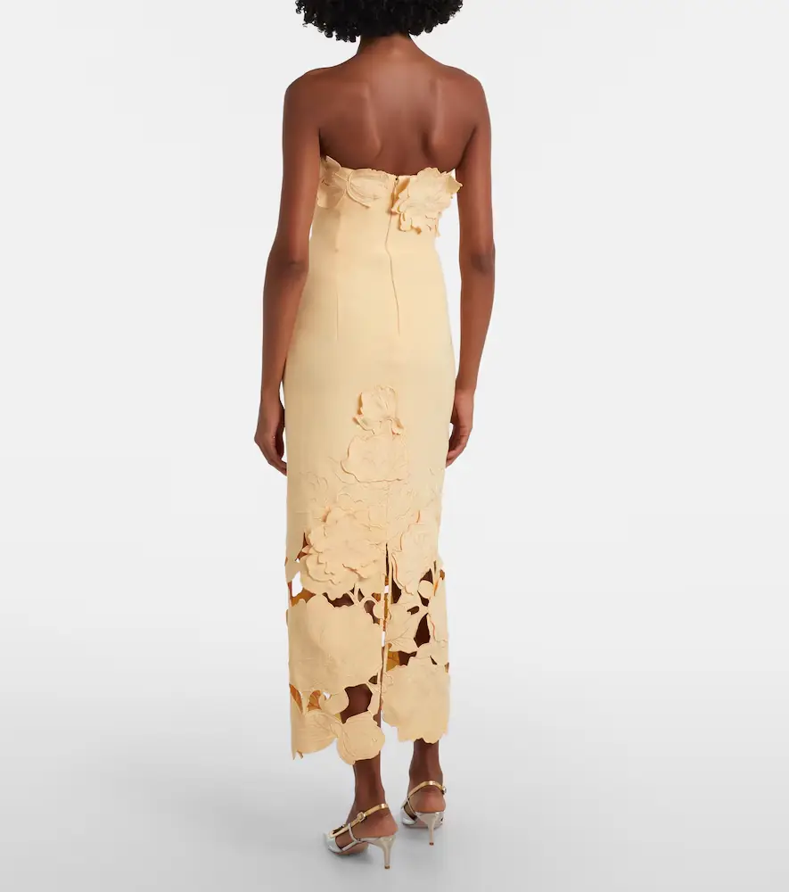 Leo Lin Rayna floral-appliqué strapless midi dress | Thumbnail 5 Leo Lin Rayna floral-appliqué strapless midi dress | Thumbnail 5