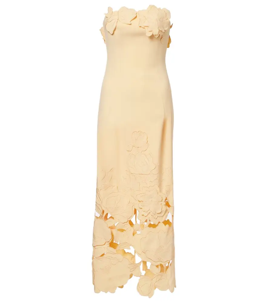 Leo Lin Rayna floral-appliqué strapless midi dress | Image 1 Leo Lin Rayna floral-appliqué strapless midi dress | Image 1