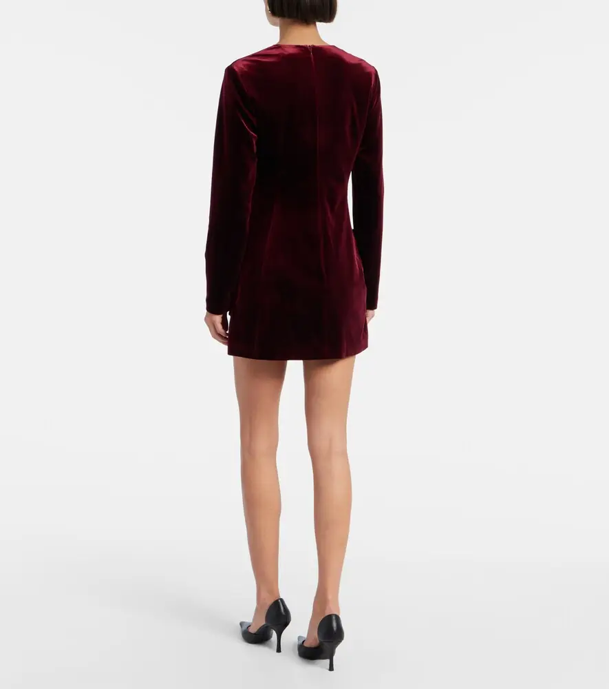 Leo Lin Aliza floral-appliqué velvet minidress | Thumbnail 2 Leo Lin Aliza floral-appliqué velvet minidress | Thumbnail 2