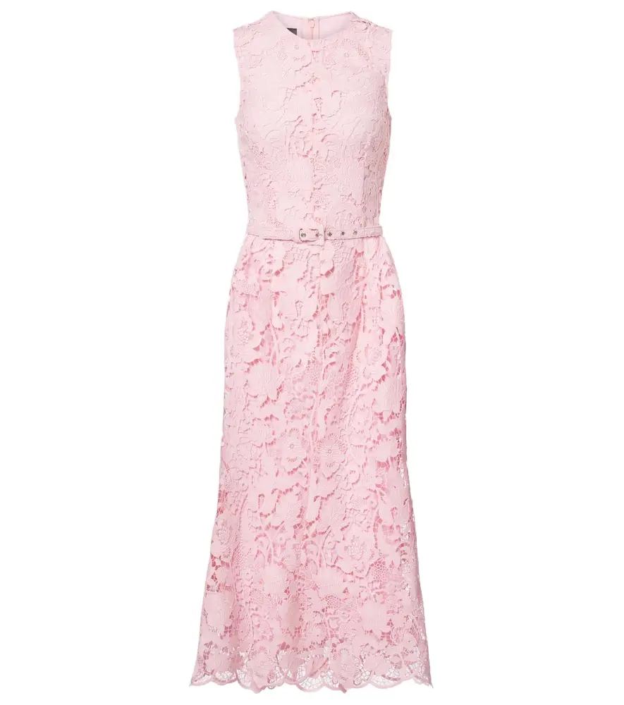 Monique Lhuillier Floral belted lace midi dress | Image 1 Monique Lhuillier Floral belted lace midi dress | Image 1
