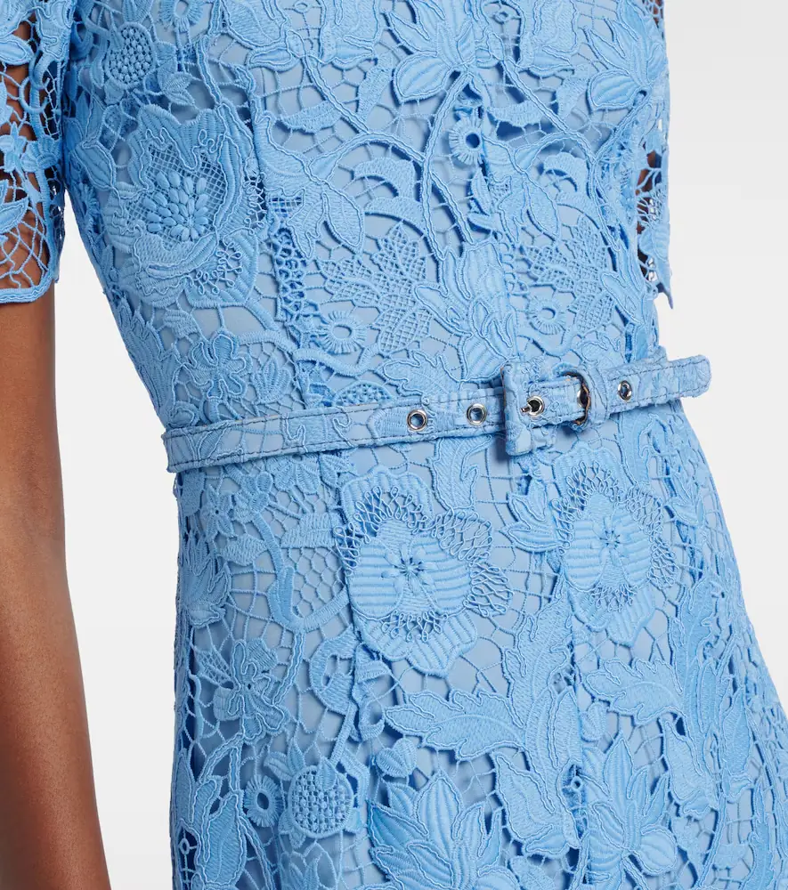 Monique Lhuillier Belted lace midi dress | Thumbnail 2