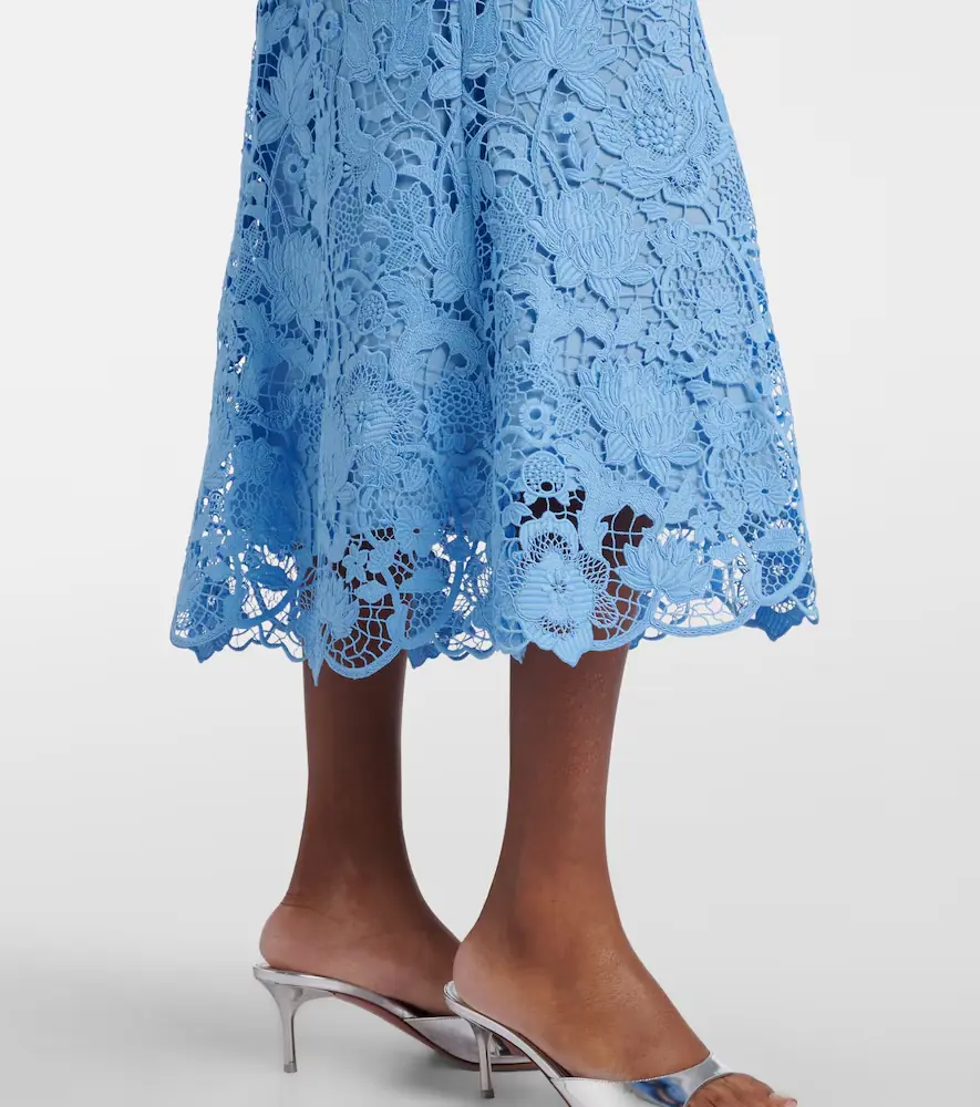 Monique Lhuillier Belted lace midi dress | Thumbnail 3