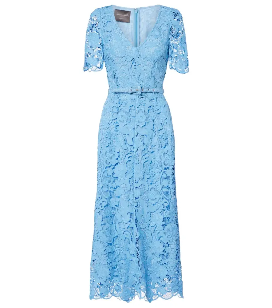 Monique Lhuillier Belted lace midi dress | Image 1 Monique Lhuillier Belted lace midi dress | Image 1